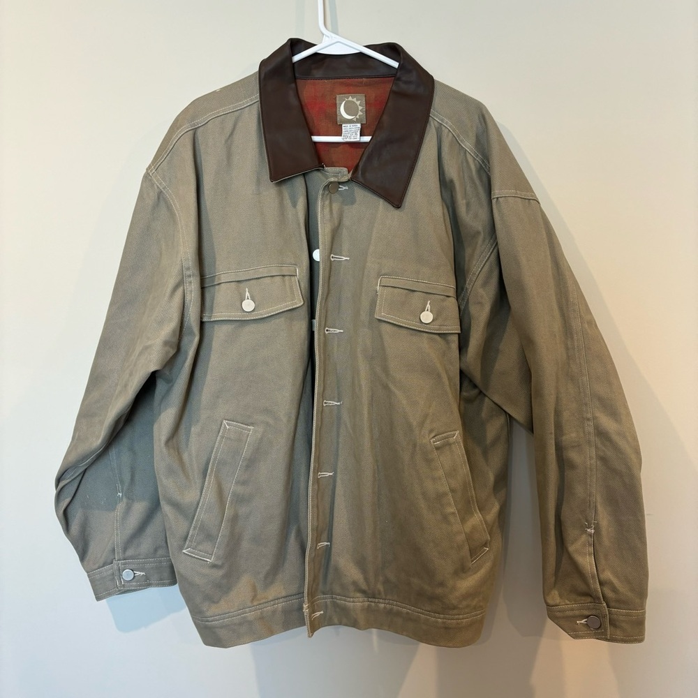 Men's Brown and Tan Jacket Barn Coat Size XL